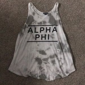 Alpha Phi gray tie dye tank top